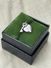 Load image into Gallery viewer, Vintage Sterling Silver Heart &amp; Key Charm

