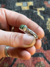 Load image into Gallery viewer, Sterling Silver Deep Green Royston Stamped Stacker Ring
