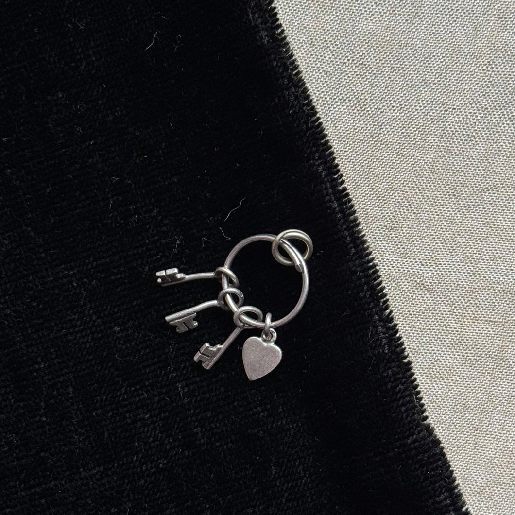 Vintage Sterling Silver Key and Heart Charm