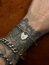 Load image into Gallery viewer, Vintage sterling Silver Curb Chain Padlock Bracelet
