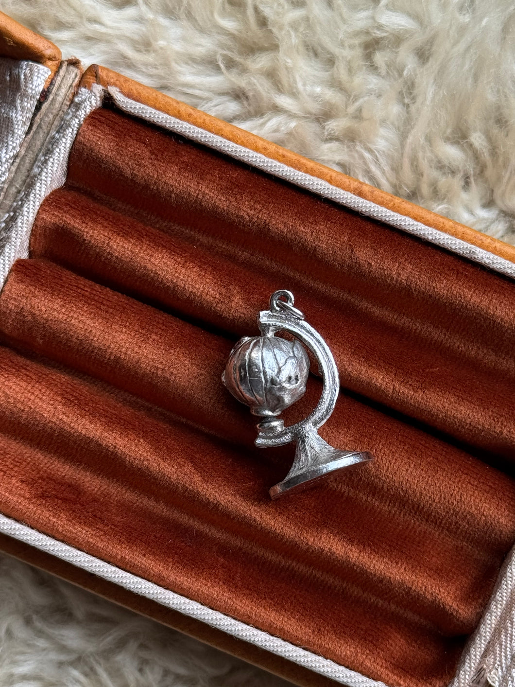 Vintage Sterling Silver Moving Globe Charm