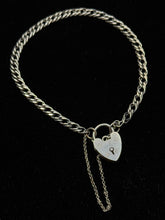Load image into Gallery viewer, Vintage Sterling Silver Interlocked Curb Chain Padlock Bracelet
