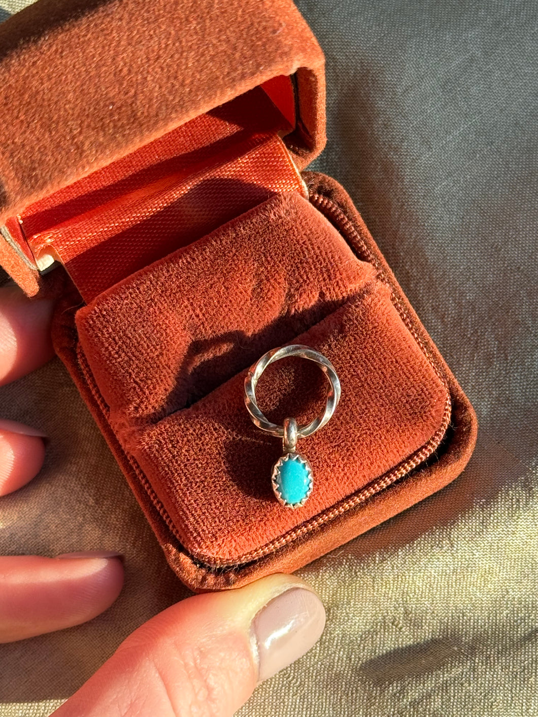 Vintage Sterling Silver and Turquoise O-Ring Charm