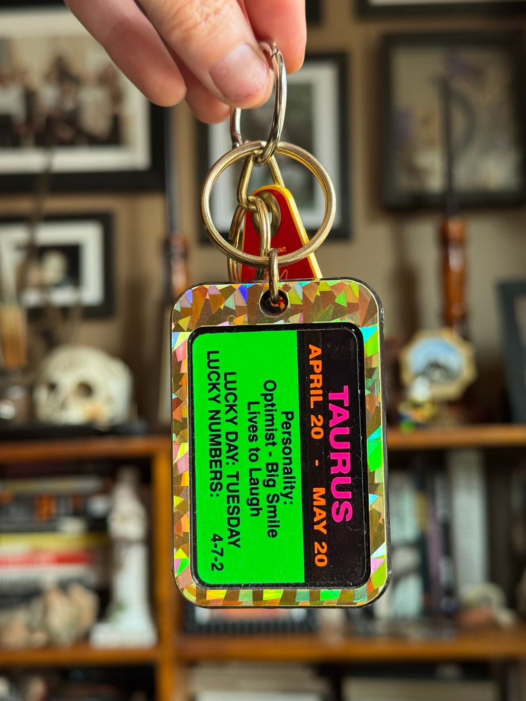 Vintage Gold Foil Taurus Keychain
