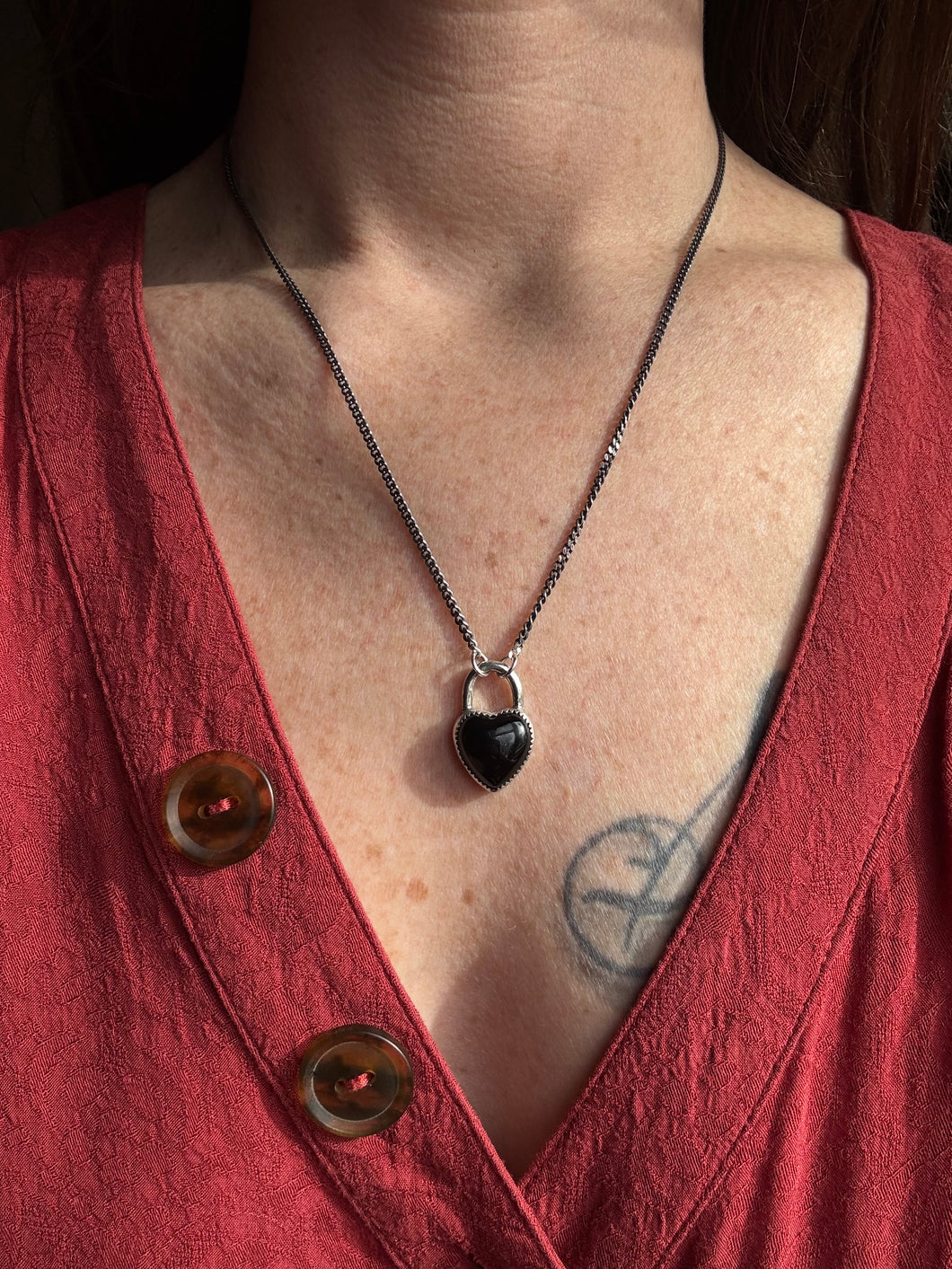 Onyx Love Lock Necklace