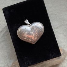 Load image into Gallery viewer, Vintage Sterling Silver Engraved Puffy Heart Pendant
