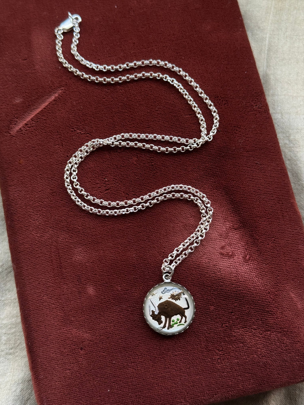 Vintage Sterling Silver Taurus Necklace