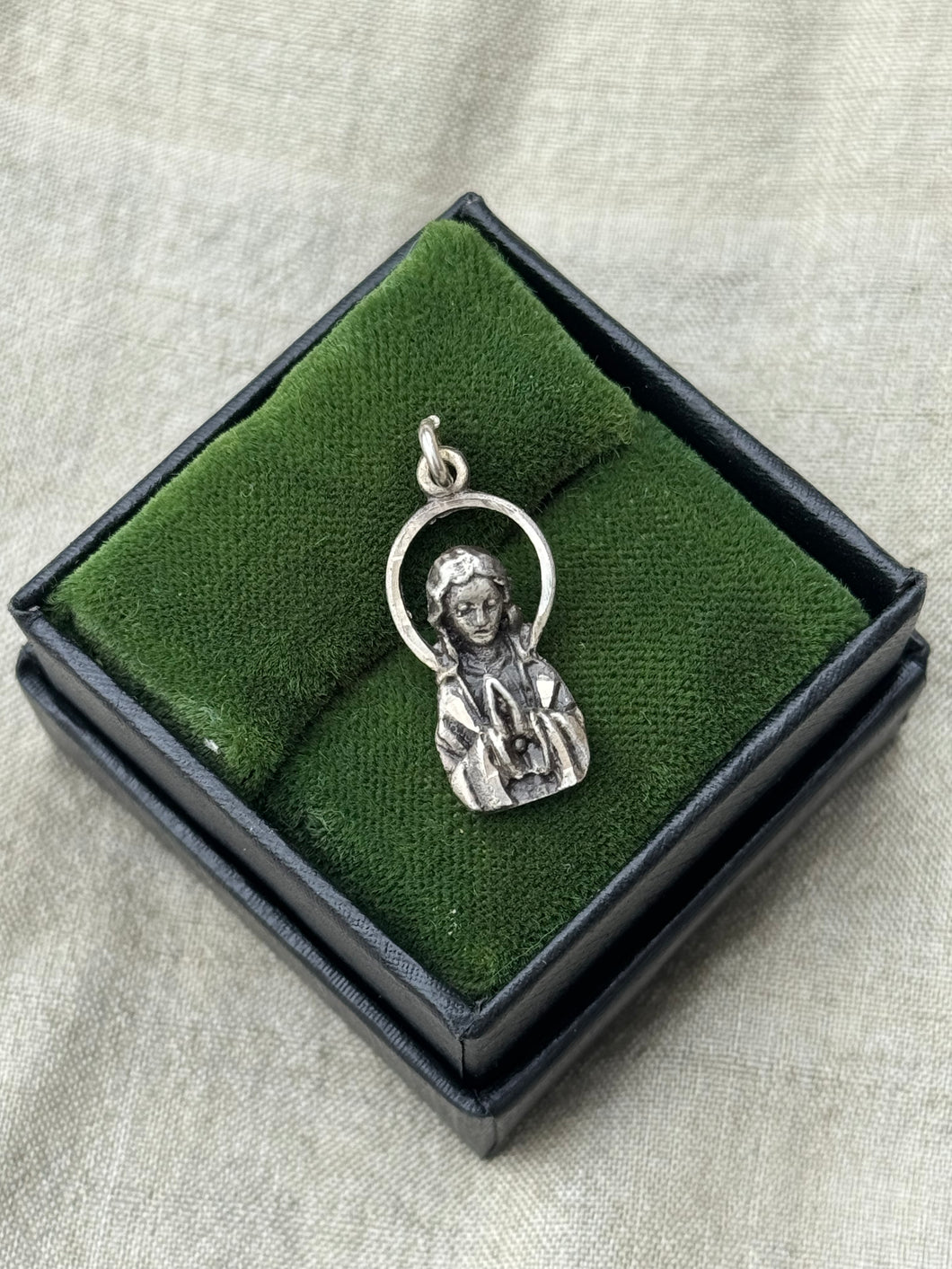 Vintage Sterling Silver Praying Virgin Pendant