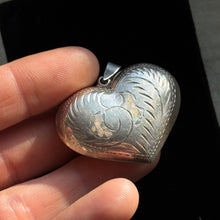 Load image into Gallery viewer, Vintage Sterling Silver Engraved Puffy Heart Pendant
