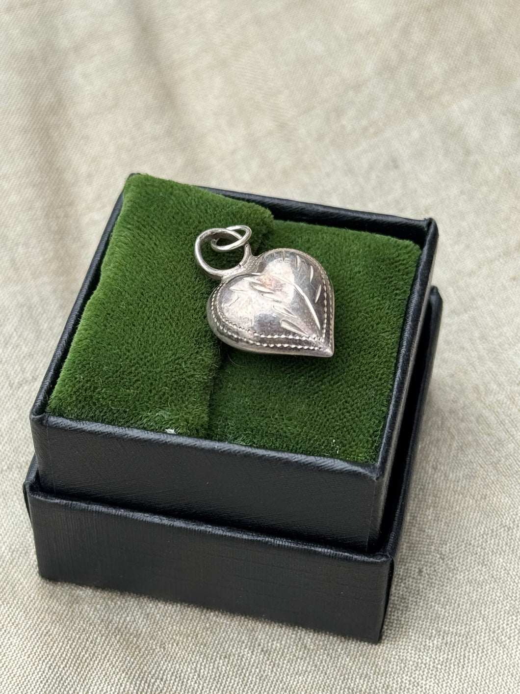 Vintage Sterling Silver Puffy Heart Pendant