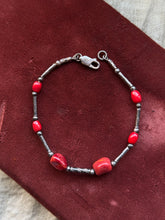 Load image into Gallery viewer, Vintage Sterling Silver &amp; Red Stone Bracelet
