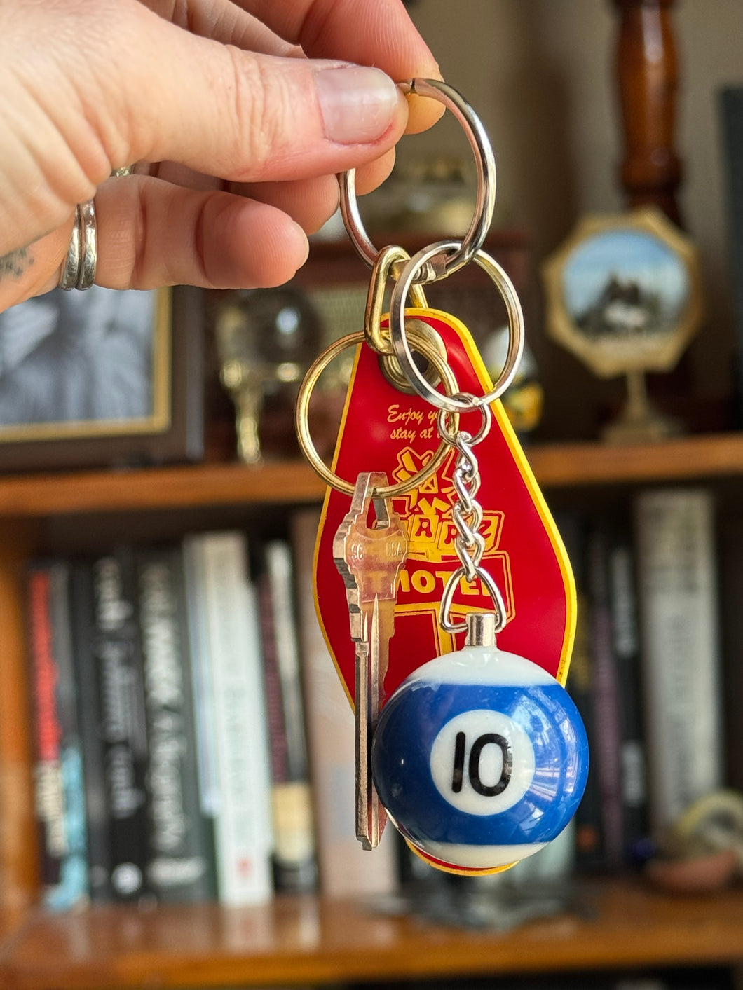 Vintage #10 Pool Ball Keychain