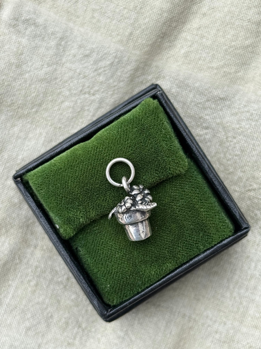 Vintage Sterling Silver Potted Flower Charm