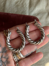 Load image into Gallery viewer, Vintage Sterling Silver Hollow Rope Hoops

